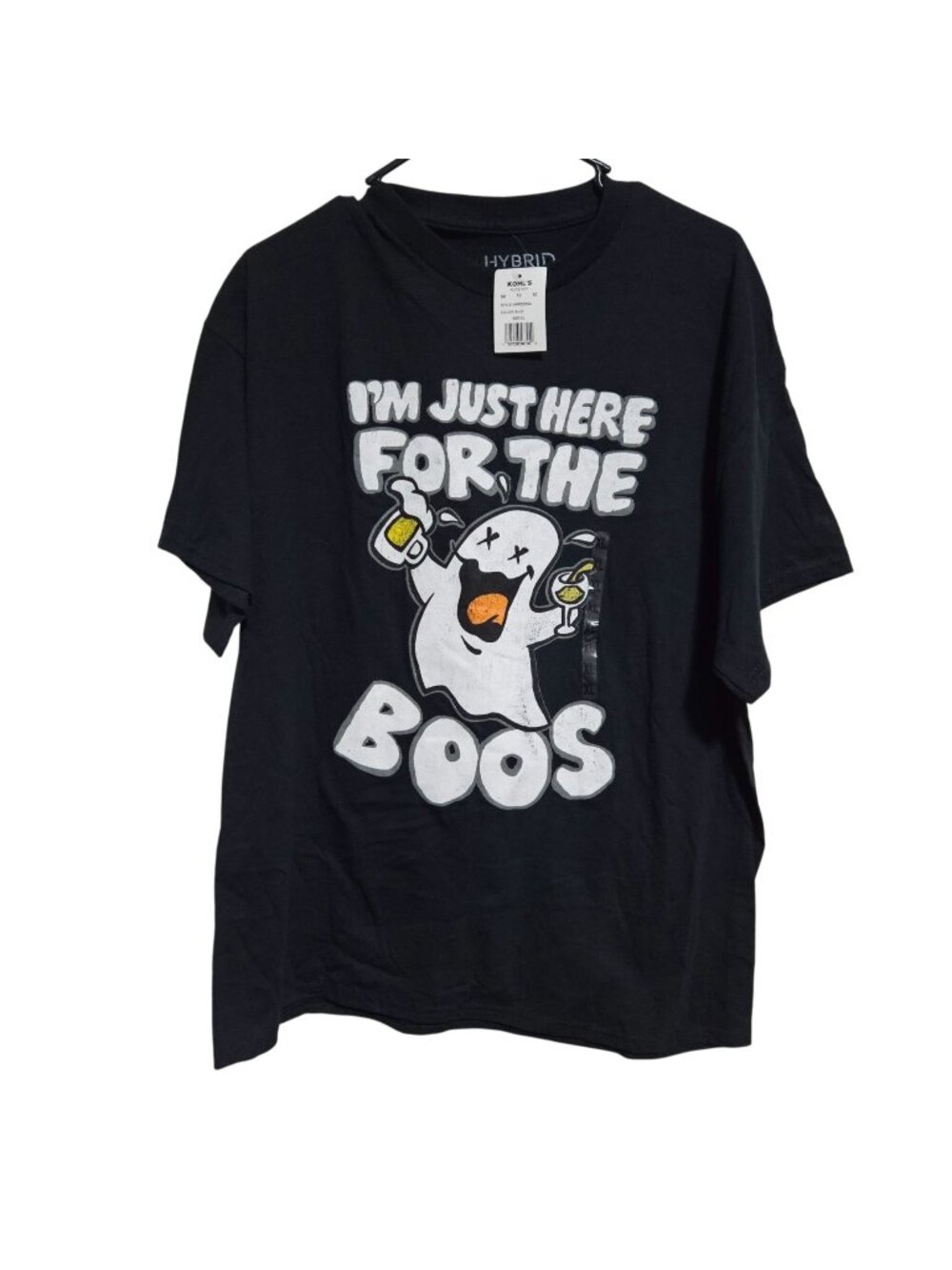 Im Just Here For The Boos Ghost Graphic T-Shirt Mens Size XL Halloween Black